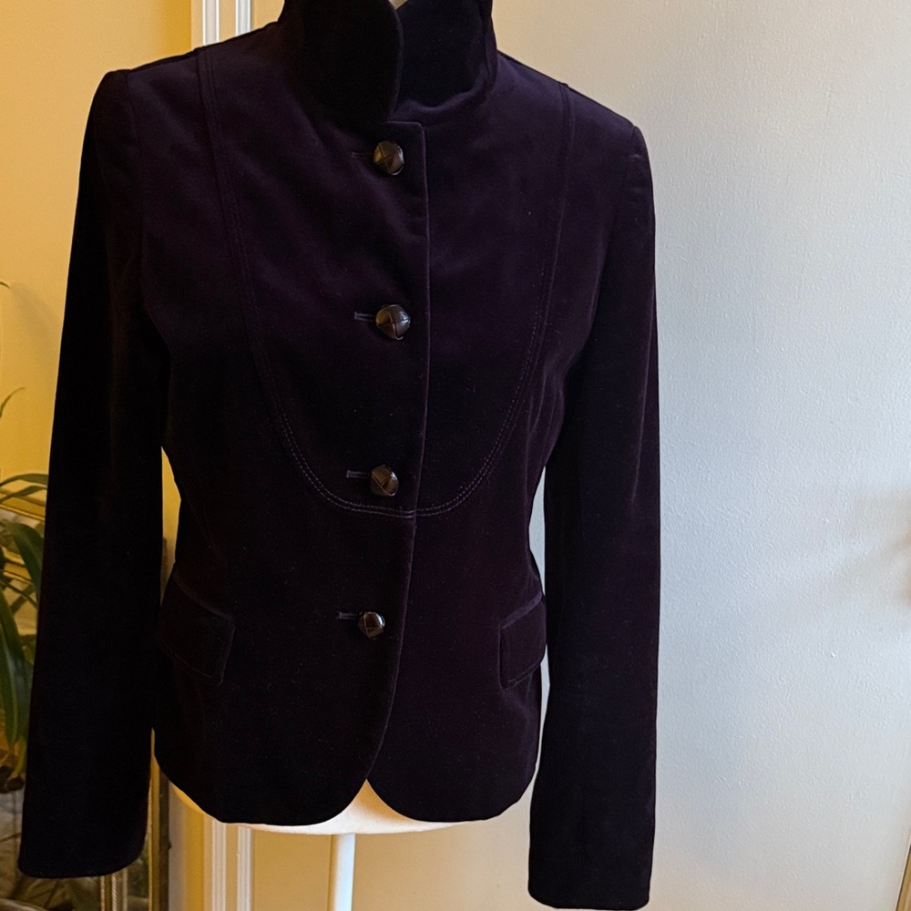 J Crew Eggplant Velvet Jacket Blazer Sz. 10 EUC